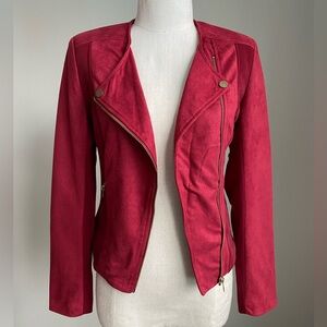 Women's burgundy moto style jacket